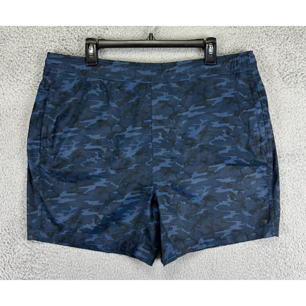 Mack Weldon‎ Activewear Running Shorts Mens XL Blue Camouflage Lined  Drawstring